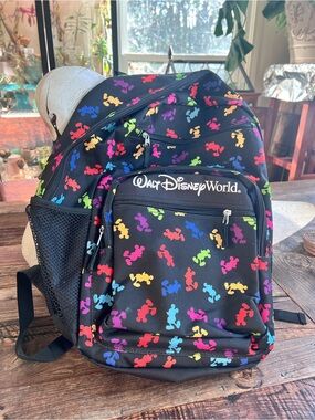 Disney Black Backpack with Rainbow Mickey Silhouettes